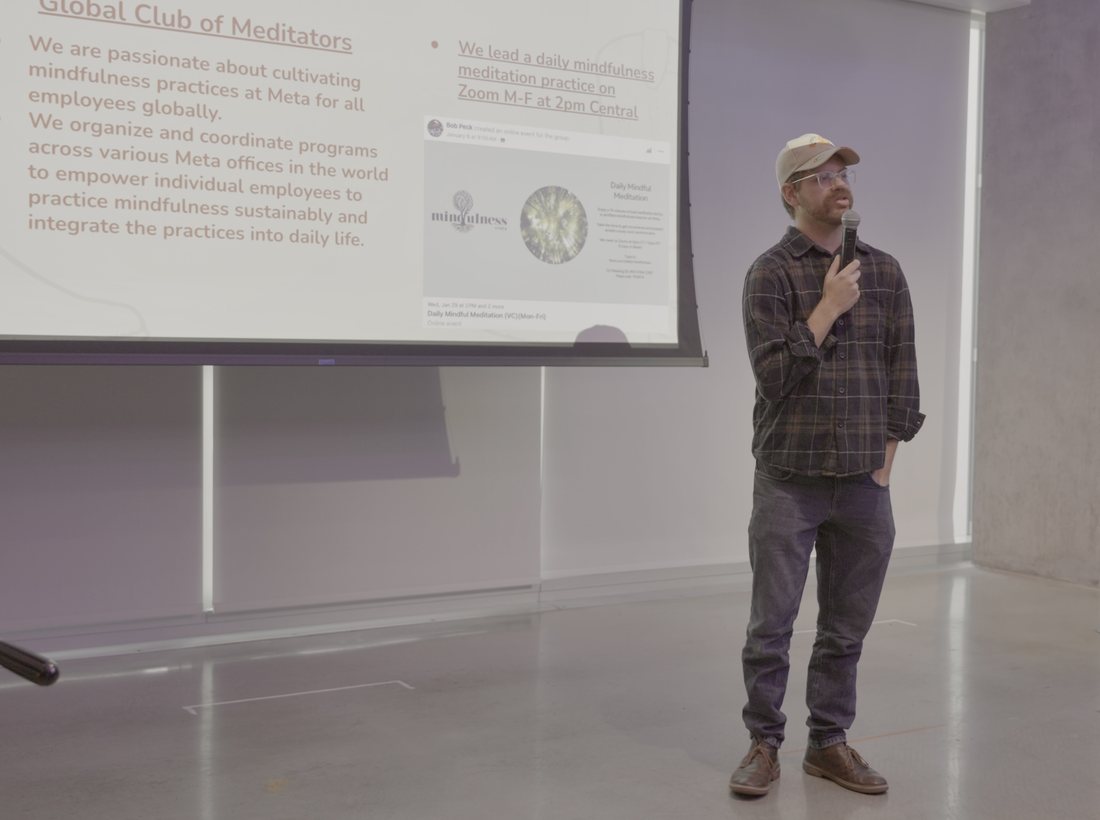 Bob Peck leading a mindfulness session for the Global Club of Meditators at Meta